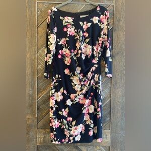 Eliza J Black Floral Long Sleeve Dress